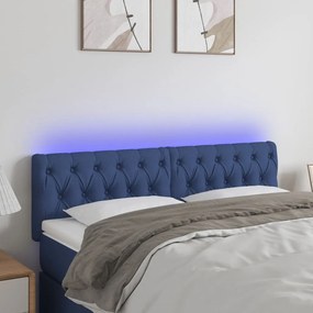 Testiera A Led Blu 144x7x78/88 Cm İn Tessuto /