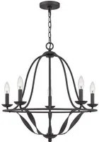 Lampadario Industrial Nordico Bradbury Acciaio Grigio Cenere 5 Luci E14