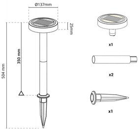 Lampada Solare da Giardino a Picchetto IP65 35cm CCT 120 lumen Colore Bianco Variabile CCT