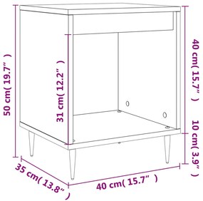 Comodini 2pz Rovere Marrone 40x35x50 cm in Legno Multistrato