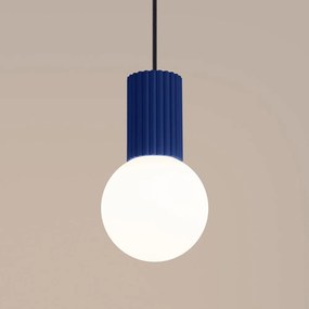 Lampadario blu scuro con paralume in vetro ø 12 cm Orbital – Sollux