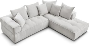 Divano angolare grigio chiaro (penisola a destra/a L) con rivestimento in ciniglia Whesley – Bobochic Paris