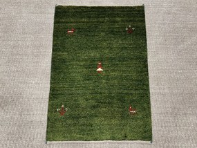 Gabbeh Tappeto 90 x 60 Verde (Iran) Annodato A Mano