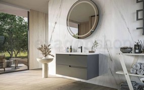 Mobile bagno Grigio opaco 90x46 Sorrento due cassetti con lavabo integrato in ceramica