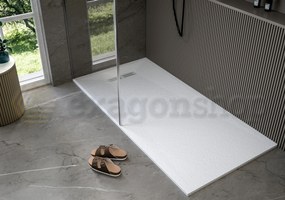 Nova Piatto Doccia ultrapiatto 70x120 cm piletta alta capacità antiscivolo antibatterico effetto pietra Bianco