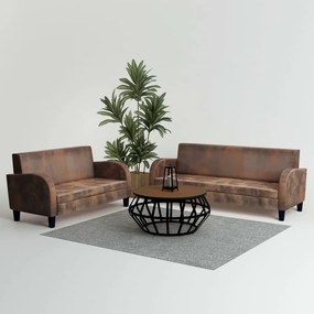 Set Divani 2 Pz İn Camoscio Artificiale Marrone /