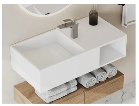 Piano lavabo sospeso in Solid Surface con nicchia L80 x l40 x H20 cm Bianco - GOYOKO