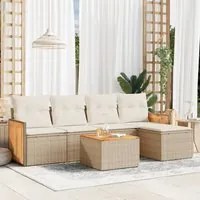 Set Divano da Giardino 6 pz con Cuscini Beige in Polyrattan 3227605