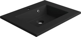 Lavabo a incasso rettangolare vasca centrale Neo L 61 x H 11.2 x P 48.5 cm in composito minerale di resina gelificata nero opaco