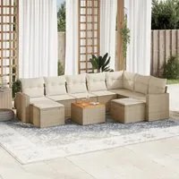 Set Divano da Giardino 10 pz con Cuscini Beige in Polyrattan 3224406