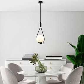 Lampadario nero con paralume in vetro Sessiz – Opviq lights