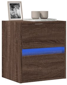 Mobile Tv A Parete Con Luci Led Rovere Marrone 41x31x45 Cm /