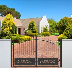 Cancello manuale battente Lavaredo in ferro, apertura centrale, L 308.5, H 165-195 cm, di colore nero