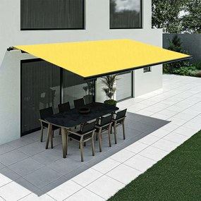 Tenda da sole gialla, modello Basic senza cassonetto, 2400 x 1500 mm, con manovella, configurazione individuale
