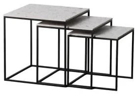 Set di 3 tavoli Nero Grigio Ferro 45 x 45 x 46 cm (3 Unità)