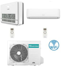 Hisense - Climatizzatore Condizionatore R32 Dual Split Inverter Hi Comfort Wifi più Console 12000 + 18000 btu con u.e. 3AMW62U4RJC Classe a++/a+