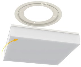 Plafoniera LED Regolabile 18W, 24W, 30W, Quadrata, CCT, IP54 33x33 cm Colore Bianco Variabile CCT