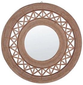 Specchio da parete rotondo bambù marrone chiaro ø 62 cm CACOMA Beliani