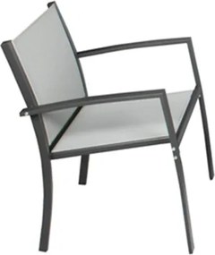 Salotto da esterno in acciaio verniciato con divano, poltrone e tavolo Sierra Grigio