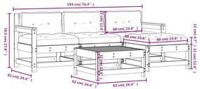 Set Divani da Giardino 5pz con Cuscini Legno Impregnato di Pino