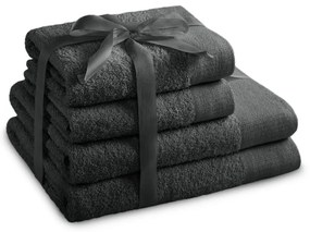 Set di asciugamani per viso e corpo tipo terry grigio scuro in cotone 4 pz Amari – Restilo