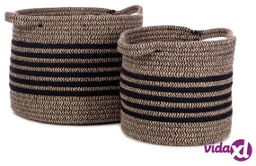 KidsDepot Set di Cesti 2 pz Eran Corda di Cotone Nera