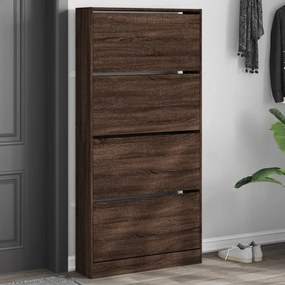 Scarpiera 4 Cassetti Ribaltabili Rovere Marrone 80x21x163,5 Cm /