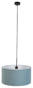 Lampada a sospensione nera paralume blu 50 cm - COMBI 1
