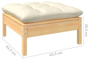 Set Divani da Giardino 11 pz con Cuscini Crema Massello di Pino