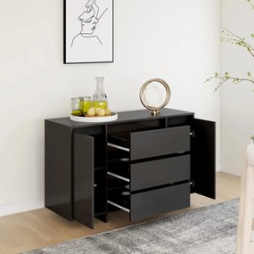 Credenza con 3 cassetti nera 120x41x75 cm in truciolato