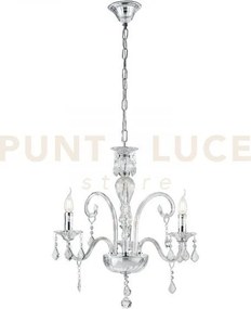Lampadario cristallo trasparente 3 luci attacco e14 66x135cm
