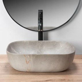 REA-U3802 - Lavabo da appoggio LIVIA 33,5x46,5 cm ceramica/grigio/effetto marmo