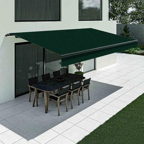 Tenda da sole verde scuro con mantovana dritta, modello Basic senza cassonetto, 2400 x 1500 mm, con manovella, configurazione individuale