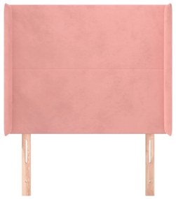 Testiera ad orecchio nera 93x16x118/128 cm in velluto