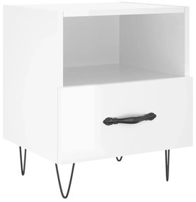 Comodini 2 pz Bianco Lucido 40x35x47,5 cm in Legno Multistrato