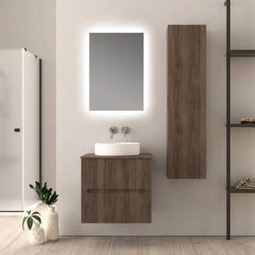 Mobile bagno noce 60 cm cannettato per lavabo da appoggio Palermo