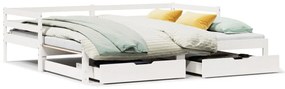 Dormeuse letto estraibile e cassetti bianco 90x200cm legno pino