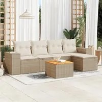 Set Divano da Giardino 6 pz con Cuscini Beige in Polyrattan 3225421