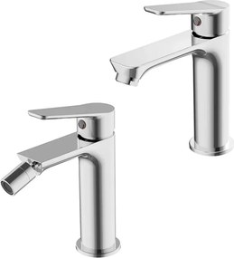 Set rubinetti lavabo e bidet in ottone cromo con piletta click clack linea Vegas