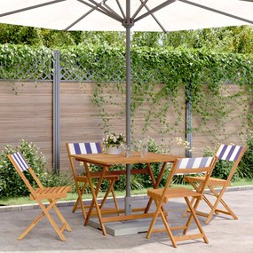 Set Pranzo Giardino 5pz Blu E Bianco Tessuto E Legno Massello /