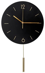Orologio da parete con pendolo Ø 30 cm 1xAA nero/oro
