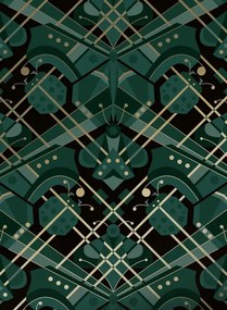 KEK Amsterdam Carta da parati Art Deco Animaux Butterfly Gold - Green