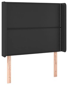 Testiera ad orecchio nera 93x16x118/128 cm in similpelle