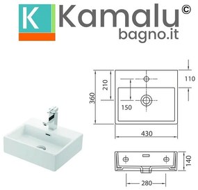 Kamalu - lavandino piccolo bagno 43 cm litos-df45