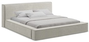 Letto matrimoniale imbottito grigio chiaro con contenitore e rete inclusi 180x200 cm Noho – Makamii