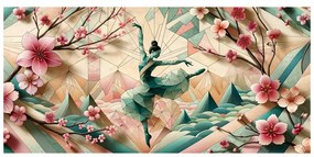 Quadro su tela – Ballerina astratta tra i fiori