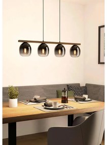 Lampadario Moderno Filago nero paralume grigio e nero e trasparente 4x E27 EGLO