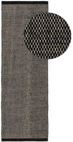 benuta Pure Tappeto passatoia in lana Rocco Bianco & Nero 80x250 cm - Tappeto fibra naturale