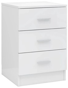 Comodini 2pz Bianco Lucido 38x35x56 cm in Legno Multistrato