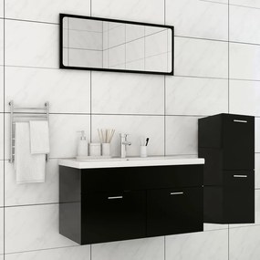 Set Mobili Da Bagno Nero İn Legno Multistrato /
